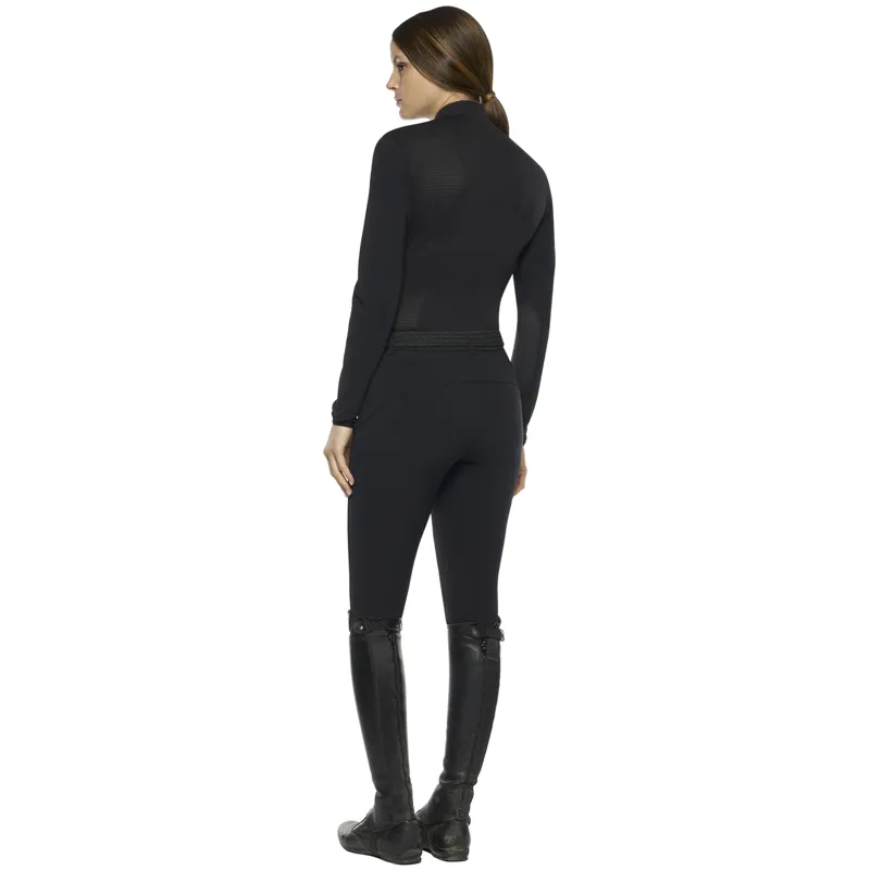 Cavalleria Toscana R-EVO Tech Epaulet L/S Zip Polo Black-3